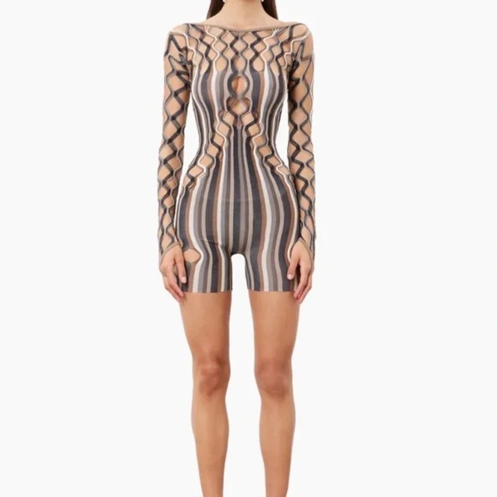 Poster Girl Ripple Playsuit Oyster Stripe